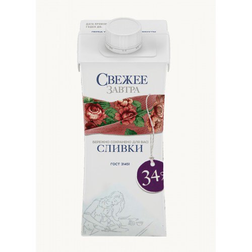 картинка Сливки натуральные "Свежее Завтра" 34% 1л от магазина Одежда-