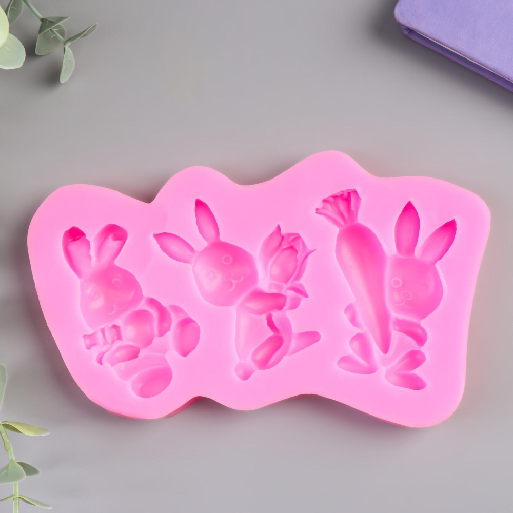 картинка Молд силикон "Зайчики пасхальные" 3 предмета 15,5*8 см 5180338 от магазина Одежда-
