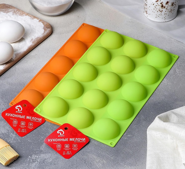 картинка Форма силиконовая для выпечки «Полусфера», 28×16,5 см, 15 ячеек, d=4,7 см 10391573 от магазина Одежда-