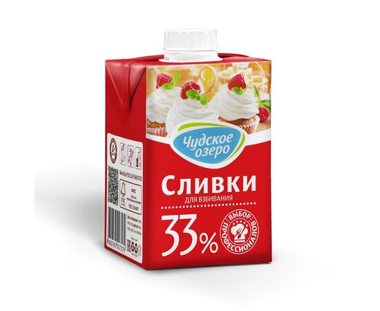 картинка Сливки натуральные "Чудское озеро" 33% 500 мл от магазина Одежда-