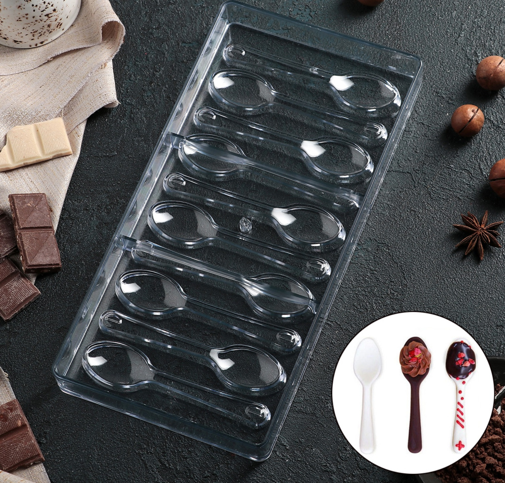 картинка Форма для шоколада 27,5*13,5 см "Ложки", 10 ячеек 4314183 от магазина Одежда-