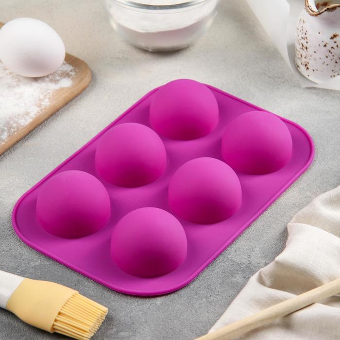 картинка Форма силиконовая для выпечки «Шар/Полусферы», 20×14 см, 6 ячеек, d=5,5 см 2582074 от магазина Одежда-