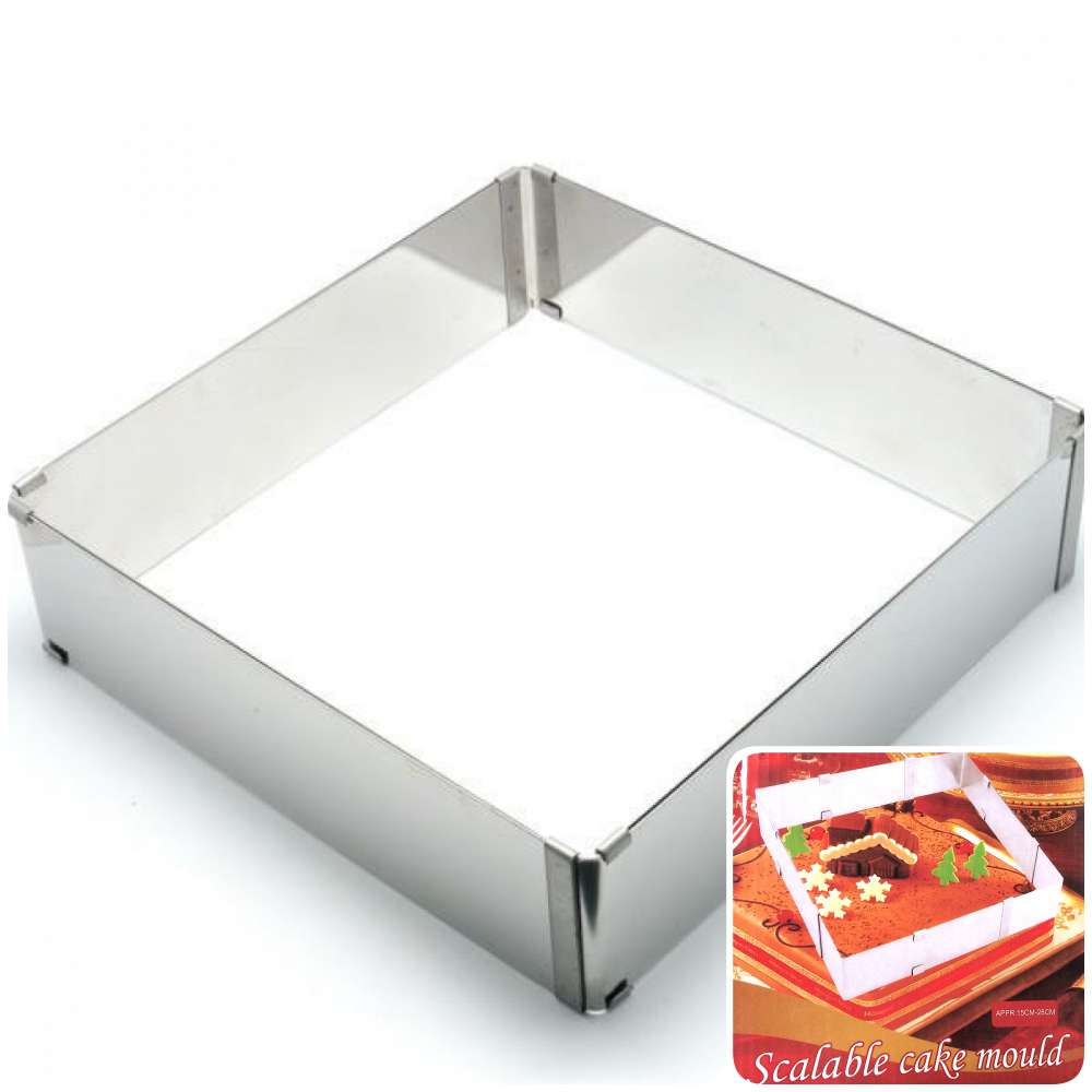 картинка Форма для выпечки металлическая раздвижная квадратная 15-28 см, высота 5 см 1205016 от магазина Одежда-