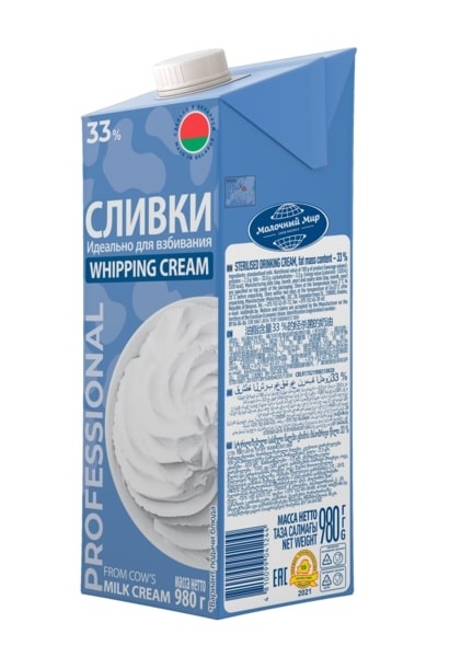 картинка Сливки натуральные "Молочный Мир" 33% 980 г от магазина Одежда-