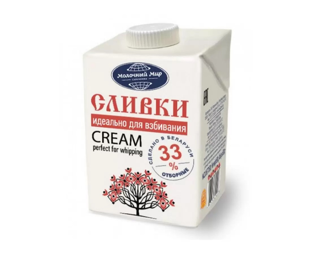 картинка Сливки натуральные "Молочный Мир" 33% 500 мл от магазина Одежда-