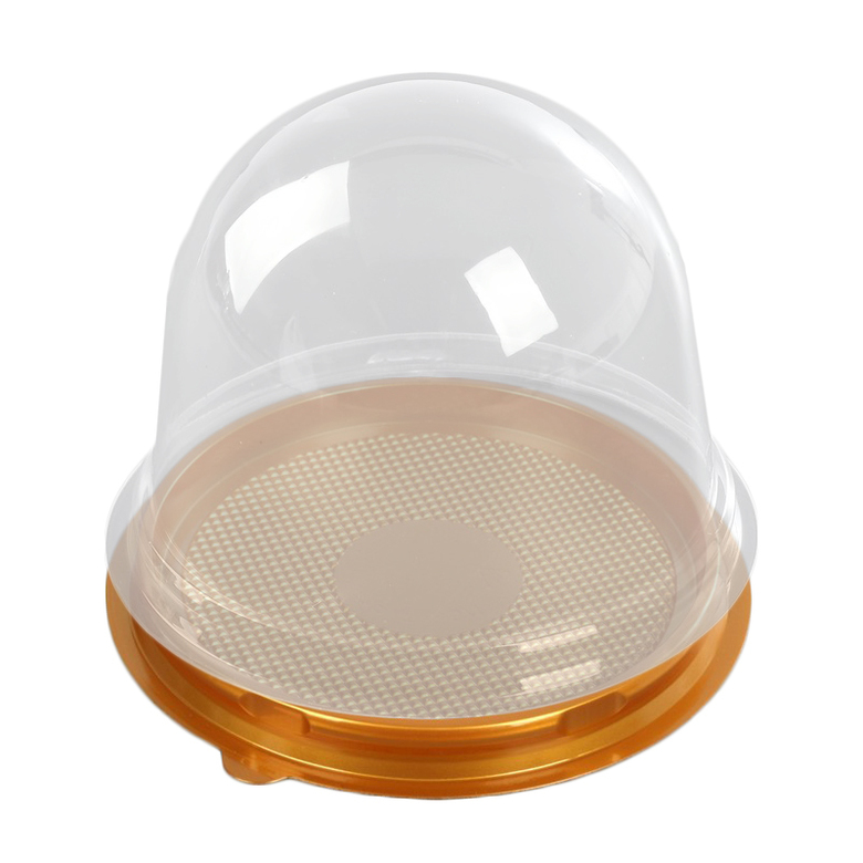 картинка Коробка с пластиковым куполом для одного пирожного d внутри 90 мм, h внутри 80 мм, золотое дно от магазина Одежда-