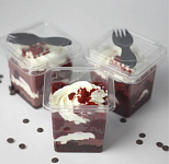 Креманка " Фуршетная" с крышкой и вилкой 80*80 h 75мм 10 шт 