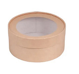 Коробка для зефира и печенья КРУГЛАЯ с окном Крафт 200*70 арт070412