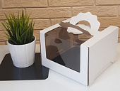 Коробка для торта белая с панорамным окном 210*210*140