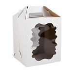 Коробка для торта 200*200*220 с фигурным окном и ручками