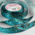 Лента атласная зеленая «Мрамор», 25 мм × 20 ± 1 м 9071761