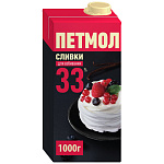 Сливки натуральные "Петмол" 1 л 33%