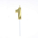 Свеча в торт на шпажке «Грань», цифра "1", золотая, 5 см 5572725