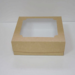 Коробка для зефира и печенья с большим окном 200*200*70 крафт 070280