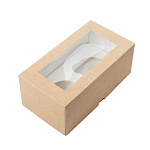 Коробка на 2 капкейка с окном двусторонняя крафт/белая ECO MUF 2