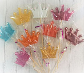 Карамельный топпер Корона 6 см в асс. (белая, розовая, сиреневая, малиновая) 003-010