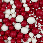 Посыпка драже рис воздушный "Шарики" красно-белый микс 100 гр 108184