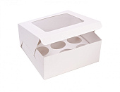 Коробка на 9 капкейков с окном белая, арт 040860