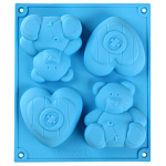 Форма силиконовая Мишка и сердце  17*15*3 см 811945