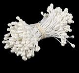 Тычинки для искусственных цветов "Капельки белые" (набор 130 шт) длина 6 см