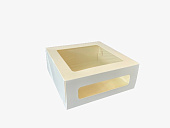 Коробка для чизкейка белая с двумя окнами 180*180*100 (Cake W W) 