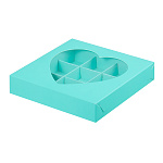 Коробка на 9 конфет СЕРДЦЕ ТИФФАНИ с окошком    155*155*30 050031 