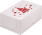 Коробка на 6 капкейков с красным окном белая "ЕЛКА" 235*160*100 арт. 040408