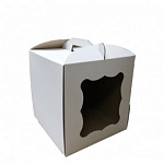 Коробка для торта 280*280*300 с фигурным окном и ручками