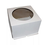 Коробка для торта 240*240*220 белая с ОКНОМ МГК NEW