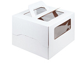 Коробка для торта 280*280*200 с окнами и ручкой