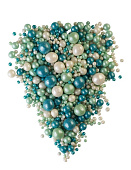 Рис воздушный в глазури (микс жемчуг бирюза, изумруд, серебро) 2-12 мм 50 гр арт 122