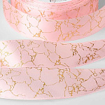 Лента атласная с тиснением розовая/золотая «Мрамор», 25 мм × 20 ± 1 м 9071752