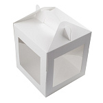 Коробка для торта и кулича с двумя окошками ложементом 160*160*180 белая ForG JUMPL II WW