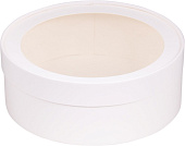 Коробка для зефира и печенья КРУГЛАЯ с окном БЕЛАЯ 200*70 арт070411