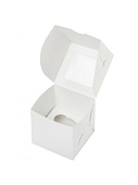 Коробка на 1 капкейк с БОЛЬШИМ окном из белого мелованного картона 100*100*100 мм