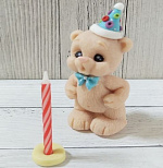 Фигурка из шоколадной глазури Мишка задувает свечу (без свечи) коричневый