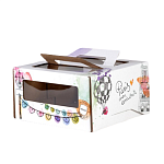 Коробка для торта 220*220*116 из микрогофрокартона с тремя окошками и ручками «Наполеон»