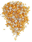 Рис воздушный в глазури (микс жемчуг золото , серебро) 3-12 мм  50 гр арт 234