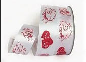 Лента атласная влюбленные сердечки ширина 25 мм длина 18 м арт UT004-25-3001-095
