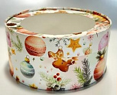 Коробка для зефира и печенья круглая с окном Елочные игрушки 160*70 арт070423