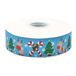 Лента репсовая "Рождественский Олень" ширина 25 мм длина 22,86 м арт 7730111