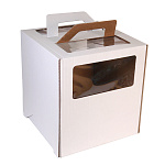 Коробка для торта 240*240*260 с окном и ручками 