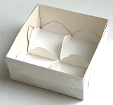 Коробка для моти белая с пластиковой крышкой и ложементами 4 шт 120*120*55мм 070901