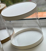 Коробка для торта прозрачная ТУБУС БЕЛАЯ 240*240 арт022660