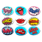 Сахарная фигурка Медальоны Поп-Арт 35*25 мм 5 шт 68433