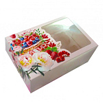 Коробка на 6 капкейков с окном и печатью "Ягода" 235*160*100 мм 040372