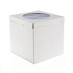 Коробка для торта 400*400*350 белая с окном  МГК NEW