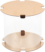 Коробка для торта, пряничный ДОМИК прозрачная ТУБУС золото 250*280 арт022526