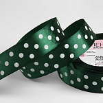 Лента атласная темно-зеленая «Горох», 25 мм × 23 ± 1 м 6906700