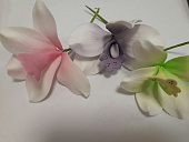 Сахарный цветок Орхидея из мастики фиолетовая, длина цветка 8-9 см